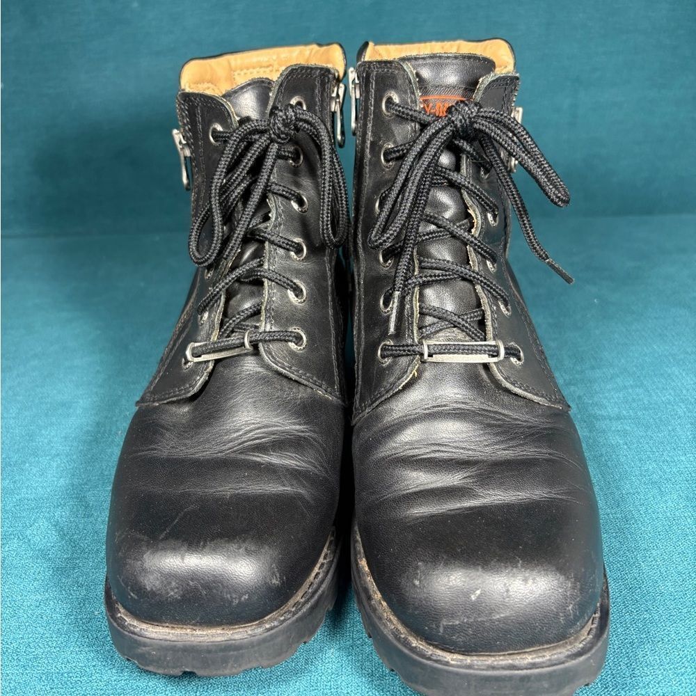 Harley-Davidson Women’s Leather Motorcycle Boots Black Size 7.5 Side Zip Biker R - Picture 4 of 6